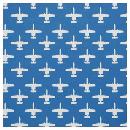 White on Blue A-10 Warthog Attack Jet Pattern Fabric
