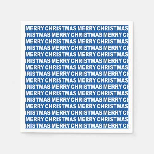 White on Blue Christmas Typography Paper Napkin