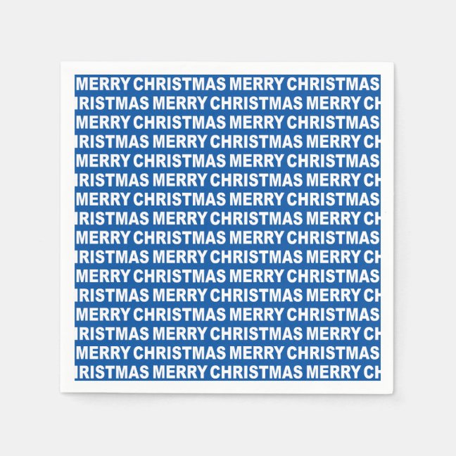 Blue Christmas Typography Paper Napkin