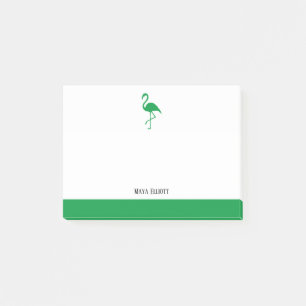White on Bright Green Flamingo & Border with Name Post-it Notes