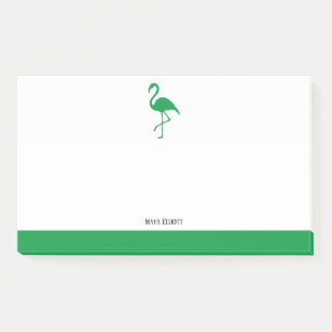 White on Bright Green Flamingo & Border with Name Post-it Notes