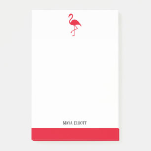 White on Bright Red Flamingo & Border w/ Name Post-it Notes