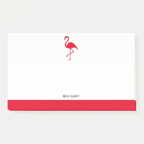 White on Bright Red Flamingo  Border with Name Post_it Notes