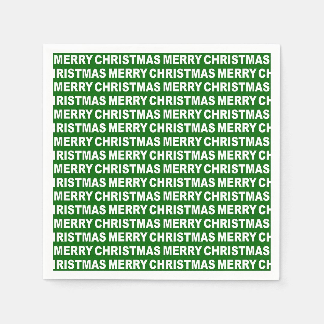 Green Christmas Typography Paper Napkin