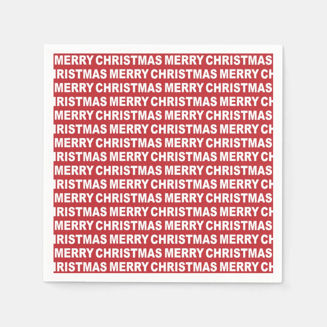 Red Christmas Typography Paper Napkin