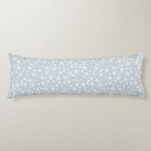 White on Dusty Blue  Lino Print Stars Pattern Body Pillow