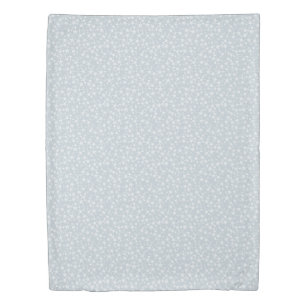White on Dusty Blue Lino Print Stars Pattern Duvet Cover