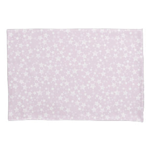 White on Dusty Pink Lino Print Stars Pattern Pillow Case