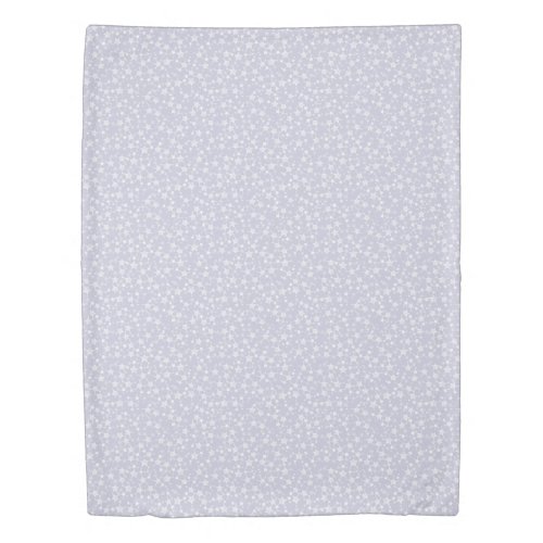 White on Dusty Purple  Lino Print Stars Pattern Duvet Cover