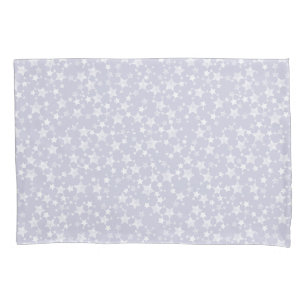 White on Dusty Purple   Lino Print Stars Pattern Pillow Case
