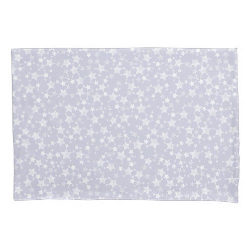 White on Dusty Purple  Lino Print Stars Pattern Pillow Case