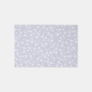 White on Dusty Purple   Lino Print Stars Pattern Rug