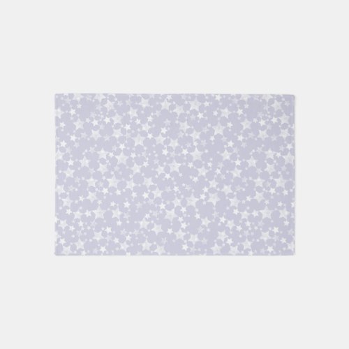 White on Dusty Purple  Lino Print Stars Pattern Rug