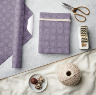 White on Grape Purple Crochet Chart Wrapping Paper