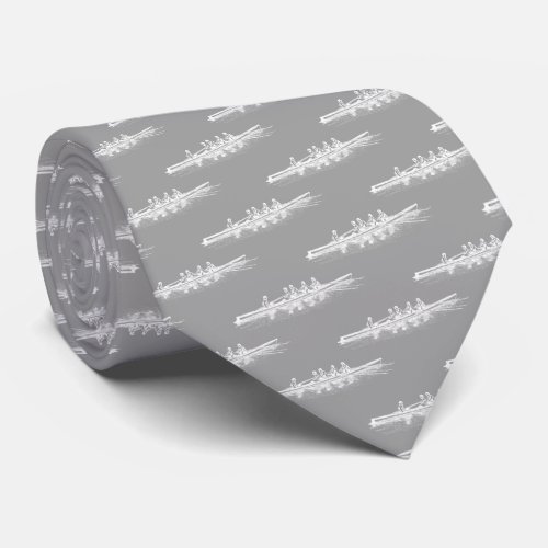 White on Gray Rowing Rowers Crew Team Water Sports Neck Tie