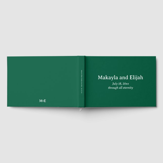 White on Green Minimalist Wedding Guest Book (Full)