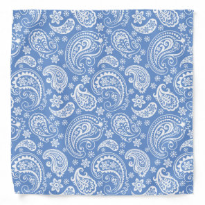 White on light-blue vintage paisley pattern bandana