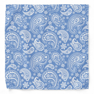 White on light-blue vintage paisley pattern bandana