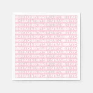 White on Light Pink Christmas Typography Napkins