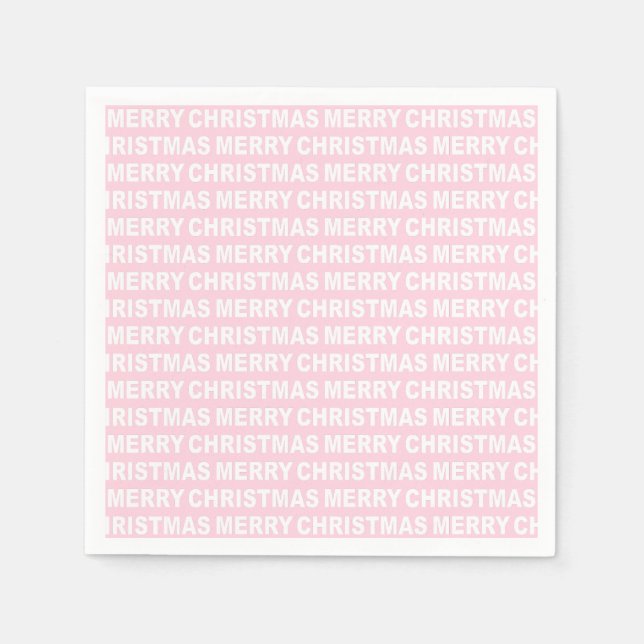 White on Light Pink Christmas Typography Napkins (Front)