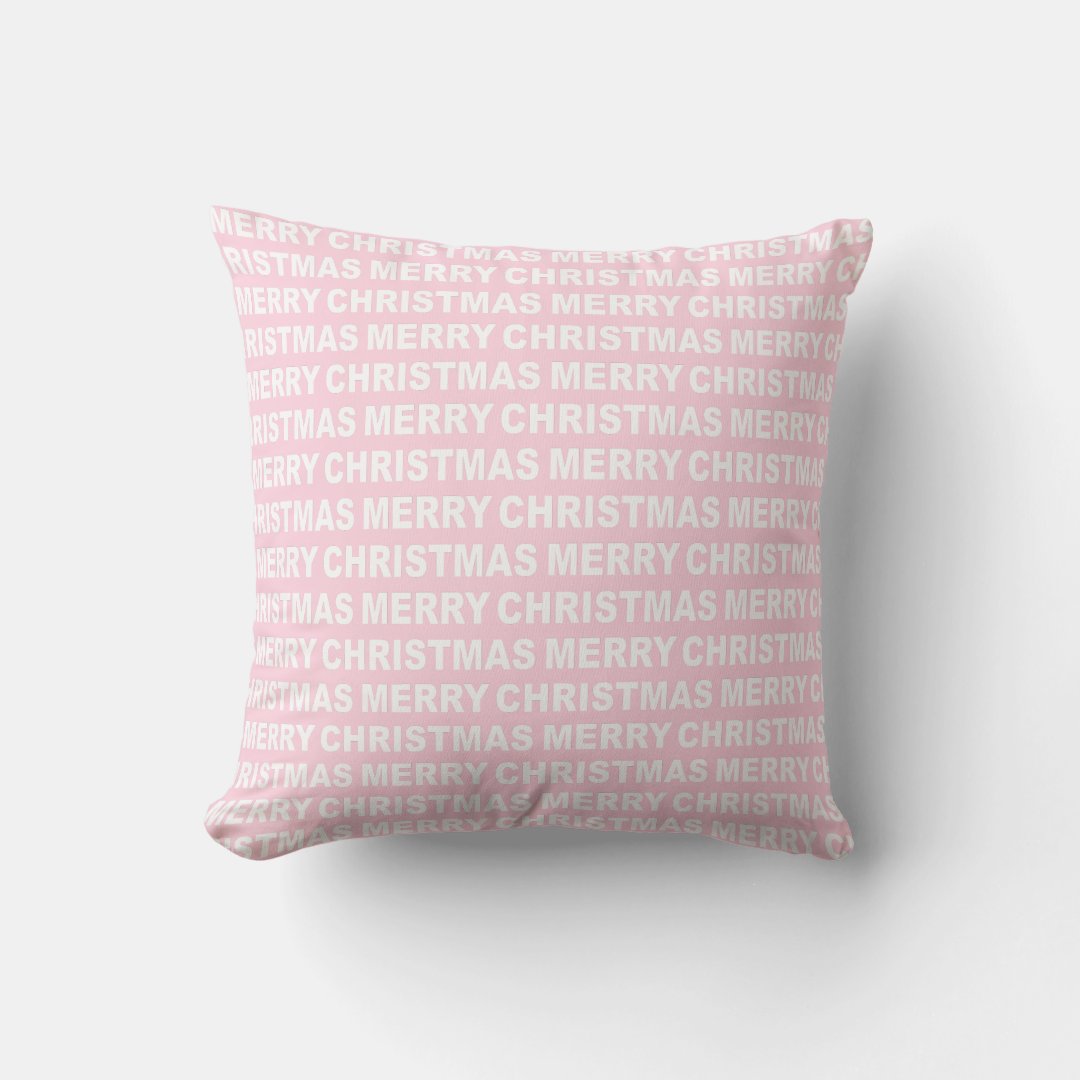 Light Pink Christmas Typography Throw Pillow