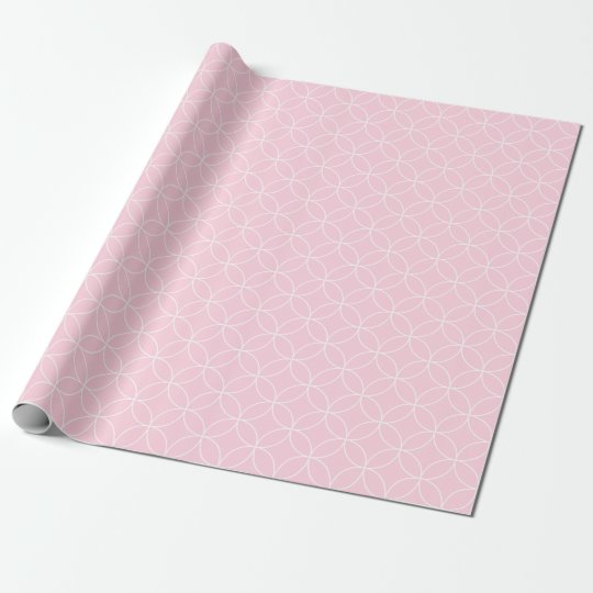 white on light pink overlapping cirlces wrapping paper