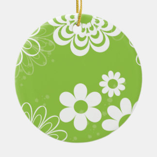 White on Lime Ceramic Ornament