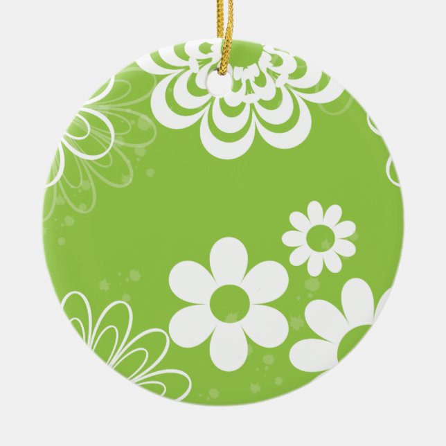 White on Lime Ceramic Ornament (Front)