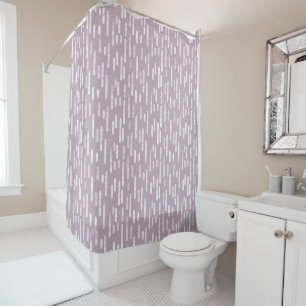 White on Mauve Inky Rounded Lines Pattern Shower Curtain