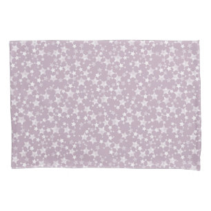 White on Mauve Lino Print Stars Pattern Pillow Case