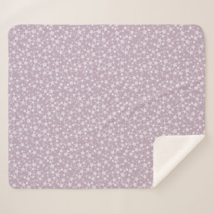White on Mauve Lino Print Stars Pattern Sherpa Blanket