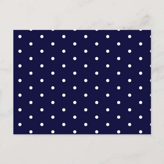 White on Navy Polka Dots Postcard (Front)