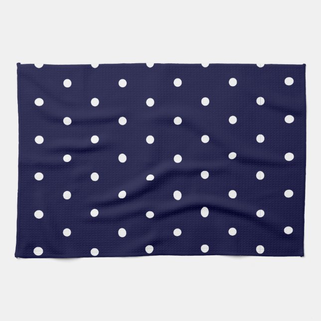 White on Navy Polka Dots Towel (Horizontal)
