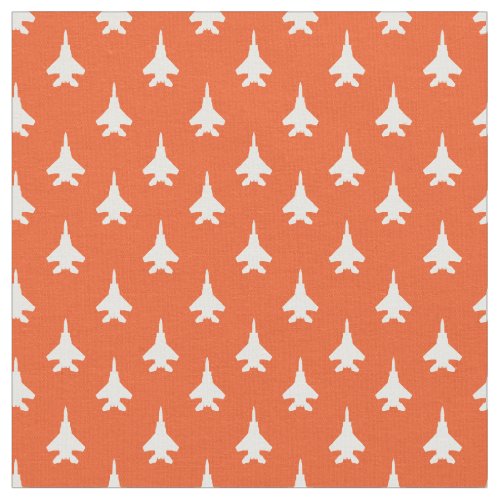 White on Orange F_15 Eagle Fighter Jet Pattern Fabric