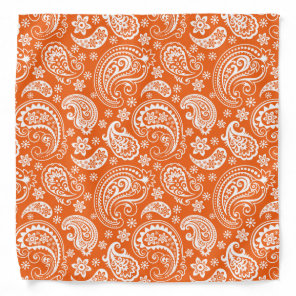 White on orange vintage paisley pattern bandana