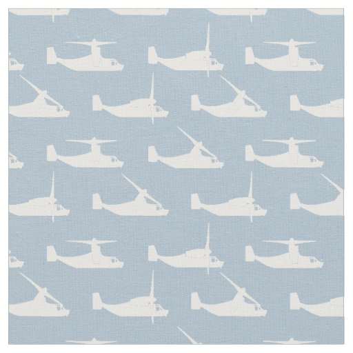 White on Pale Blue V-22 Osprey Pattern Fabric