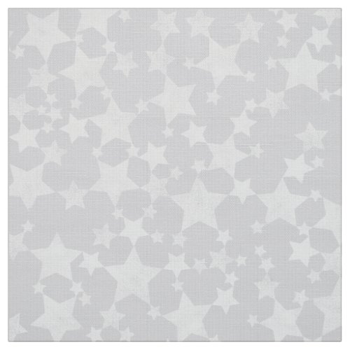 White on Pale Gray  Lino Print Stars Pattern Fabric