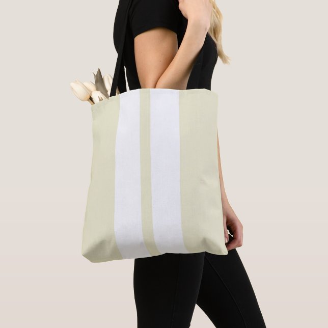 🏁  White on Pepper White Racing Stripes  Tote Bag (Close Up)