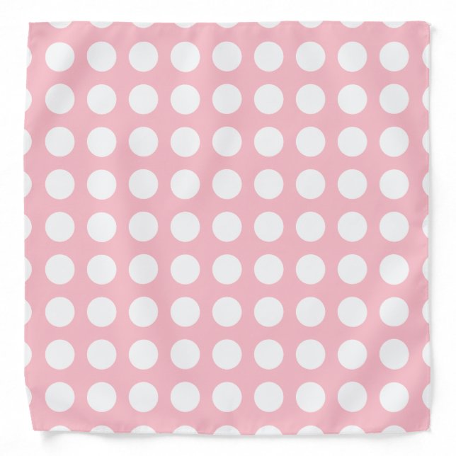 White on Pink Large Size Horizontal Polka Dots Bandana (Front)
