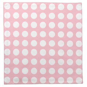 White on Pink Large Size Horizontal Polka Dots Cloth Napkin