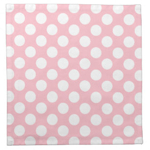 White on Pink Large Size Polka Dots Cloth Napkin