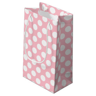 White on Pink Large Size Polka Dots Small Gift Bag