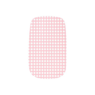 White on Pink Medium Size Horizontal Polka Dots Minx Nail Art