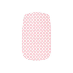 White on Pink Medium Size Polka Dots Minx Nail Art
