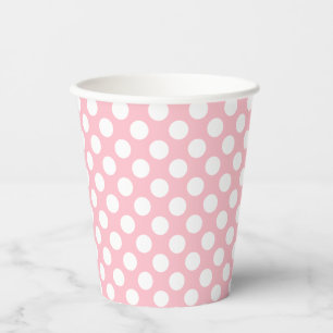White on Pink Medium Size Polka Dots Paper Cups