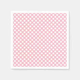 White on Pink Medium Size Polka Dots Paper Napkins