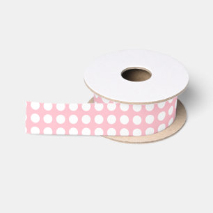 White on Pink Small Size Horiz. Polka Dots Ribbon