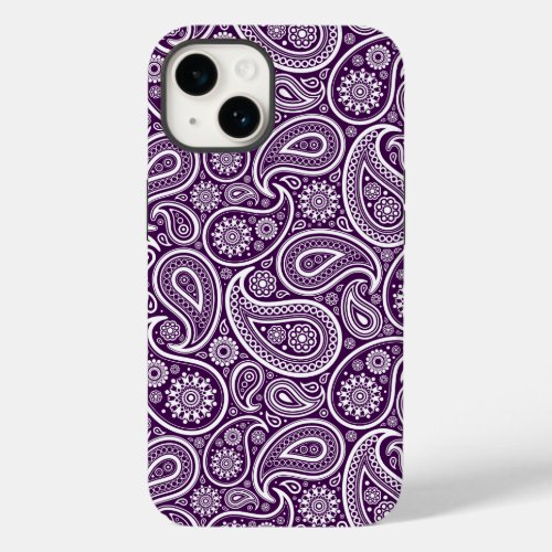 White On Purple Retro Paisley Pattern Case_Mate iPhone 14 Case