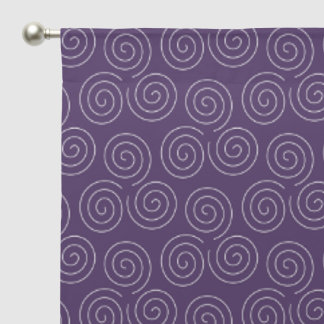 White on Purple Triple Spiral Set Geometric Sheer Curtains