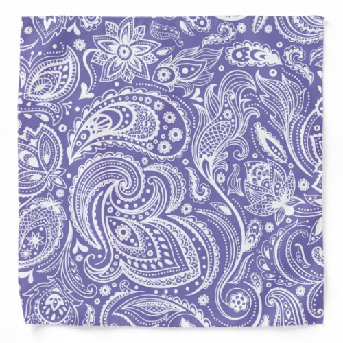 White on purple vintage floral paisley pattern bandana
